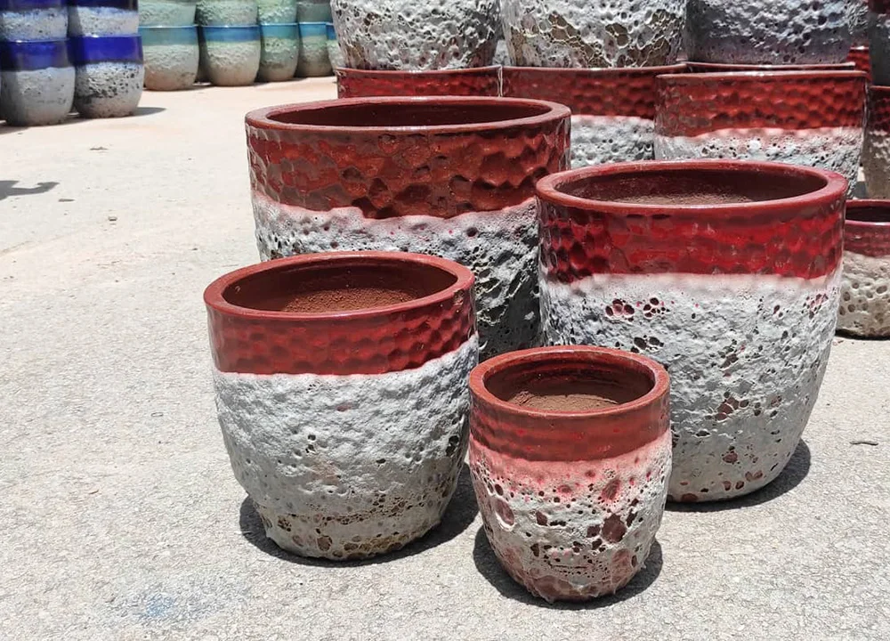 High quality wholesale large glazed ceramic garden pots from Viet Nam manufacturer custom color