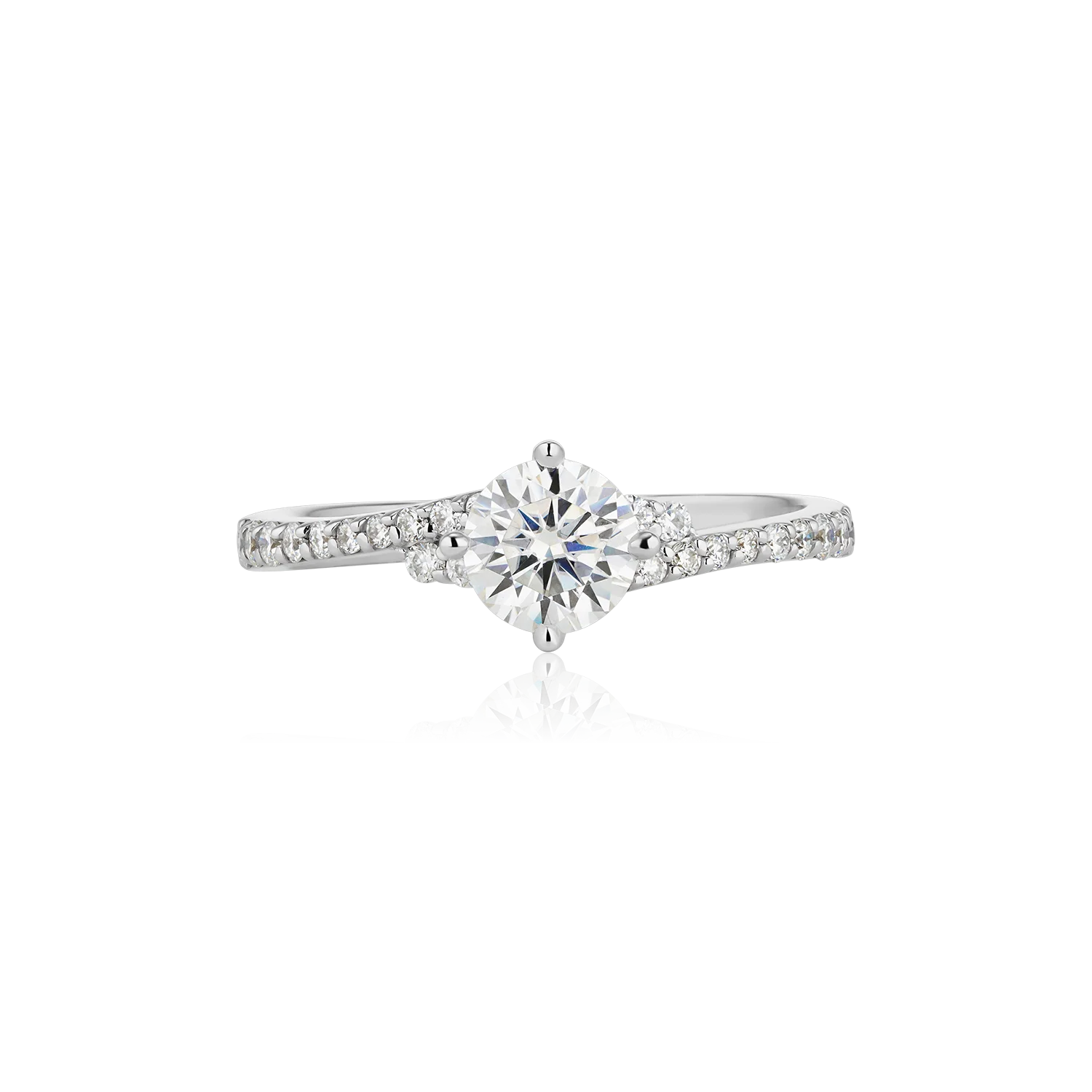 10K 14K 18K White Gold 5.0mm Moissanite Diamond Ring 4 Prongs Setting Stone Engagement Ring Real Gold Ring Made in Vietnam