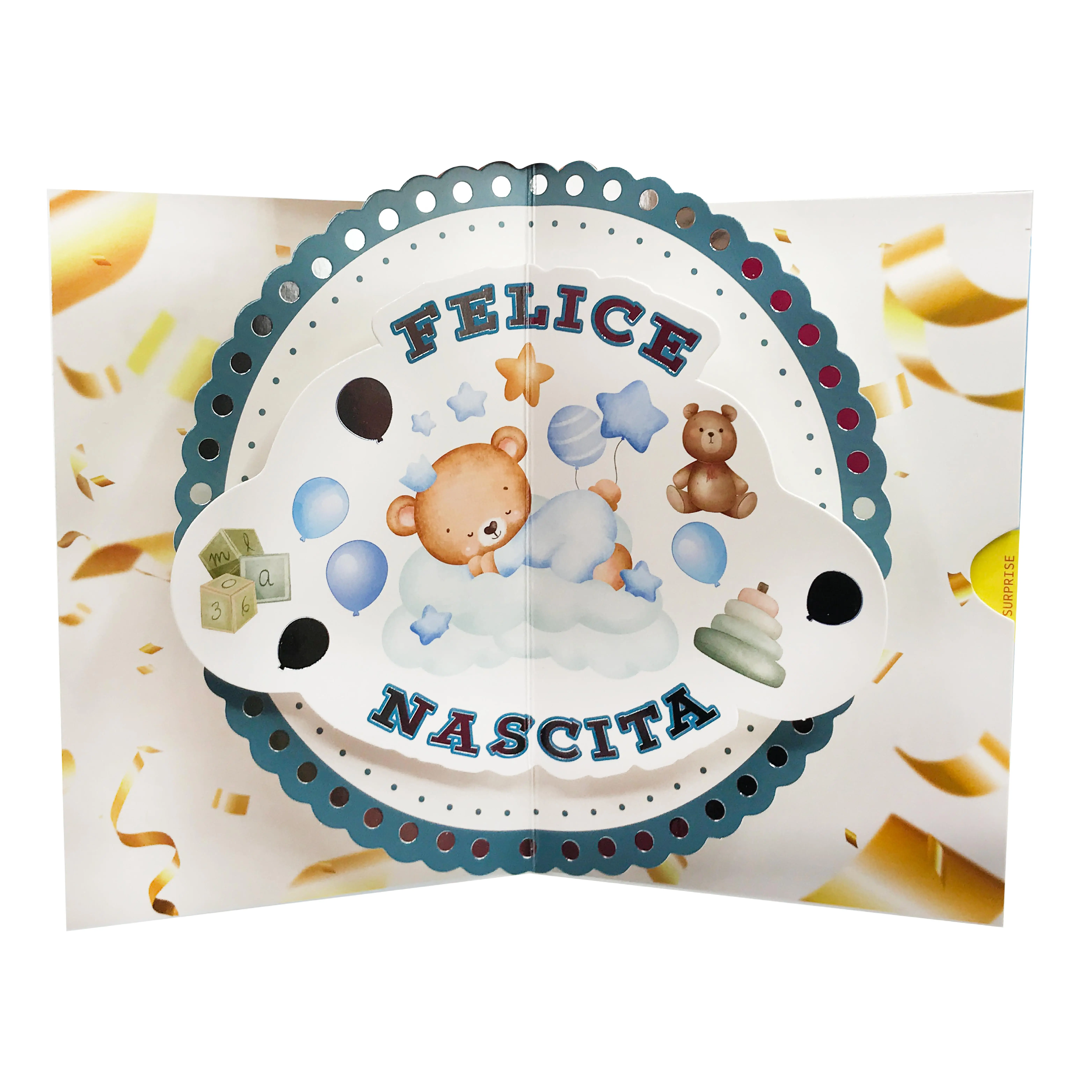 Popup Card Italian Design Greeting Cards for a Birth of Baby Boy