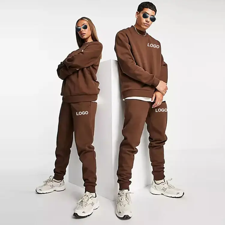 Stacked Sweatsuit Men Hoodie Jogger Set Winter Thick Plain Custom Tech Fleece Tracksuit