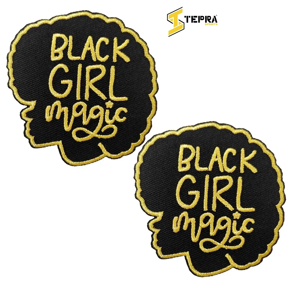 Custom Black Girl Magic Embroidered Iron on Sew on Patch Appliques Patches BY TEPRA SPORTS