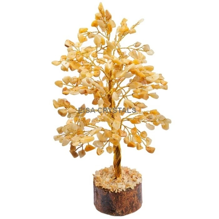 Gemstone Clear Quartz Crystal Chips Tree Natural Crystal Chakra Healing Tree Of Life Golden Wire With 300 Stones