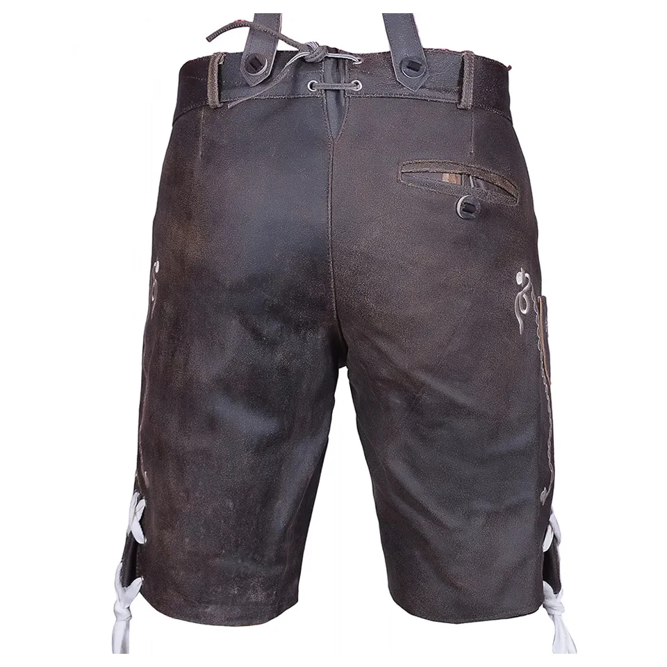 Customized Latest High Quality Bavarian Shorts In Fresh Cowhide Genuine Leather Lederhosen For Men