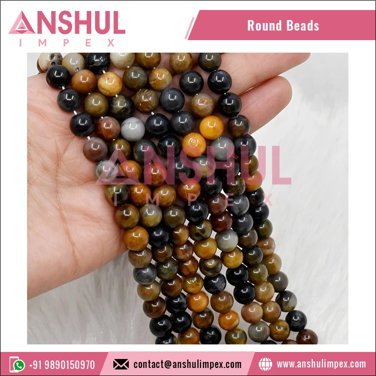 Top Quality Glossy Natural Stone Petrified Wood Custom 10mm Round Beads Loose Jewelry Beads for Bracelet Making