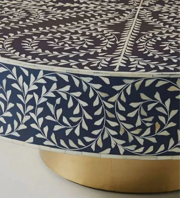 Mother of Pearl Inlay Furniture Wholesale Bone Inlay Coffee Table Black Color Modern Home Furnishing Decorative Accessories