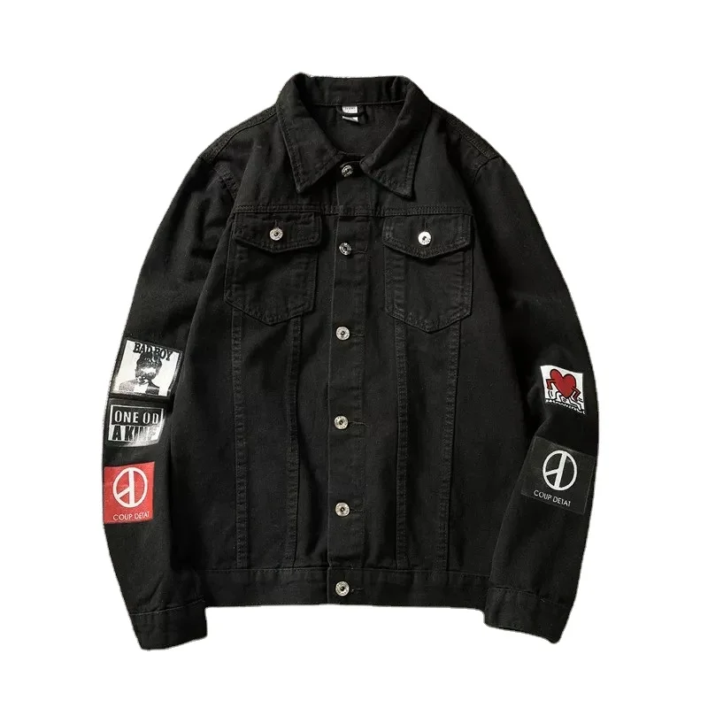 Blue Denim Jacket Men Autumn Fashion Cool Trendy Mens Jean Jackets Casual Coat Outwear Stand Collar Motorcycle Cowboy