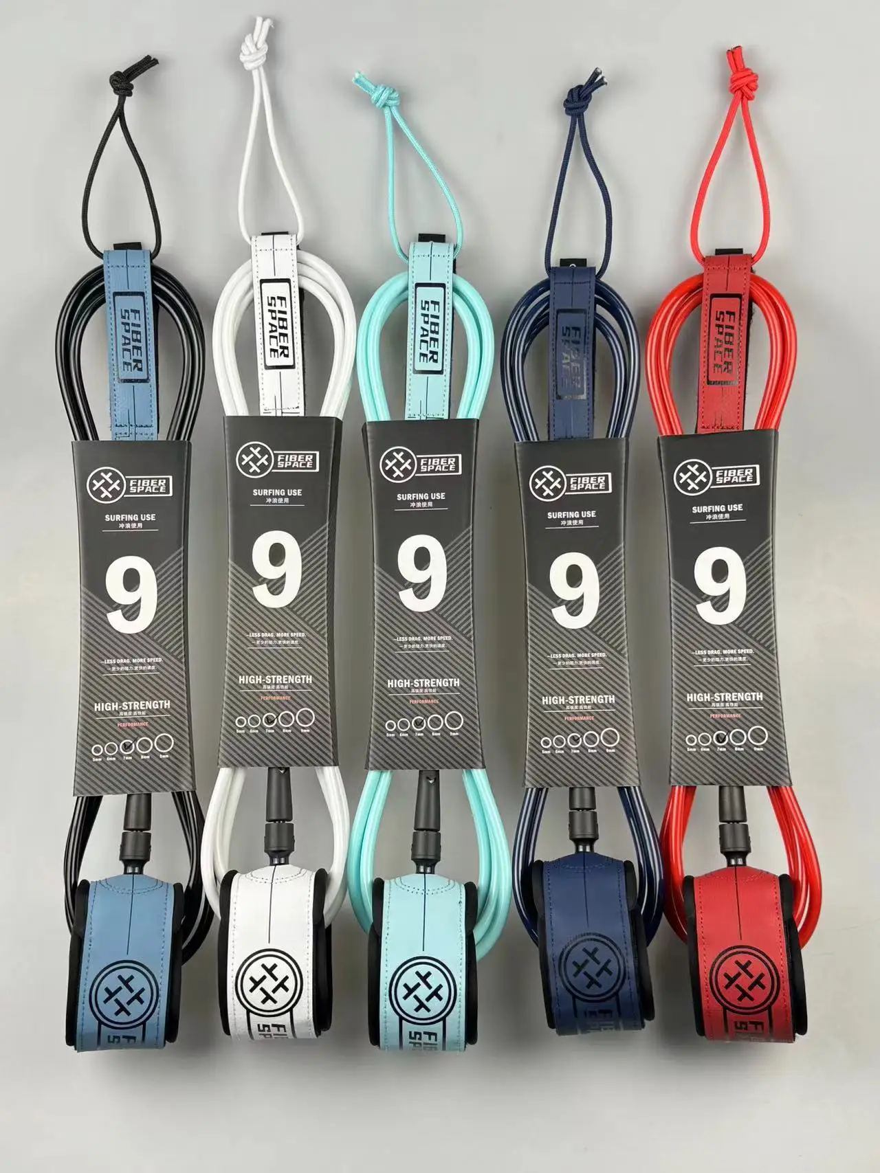 Fiber Space New Design Multi Color Surfing Ankle Leashes Custom Color Logo Pro Surf For All board Straight Surfboard Leash