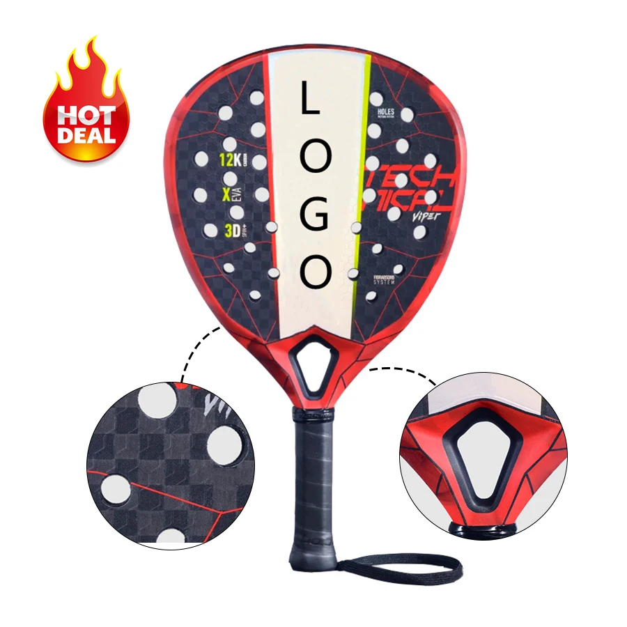 Высокое качество 12K 18K углеродистая оригинальная Алмазная головка весло de Padel теннисная ракетка