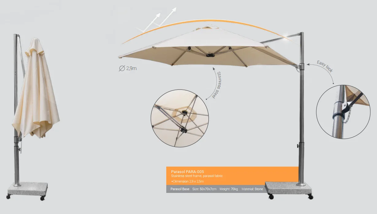 Outdoor Stable Stainless Steel Patio Umbrellas & Bases Eccentric Parasol Coffee Restaurant Beach Swimming Pool-Outdoor Furniture