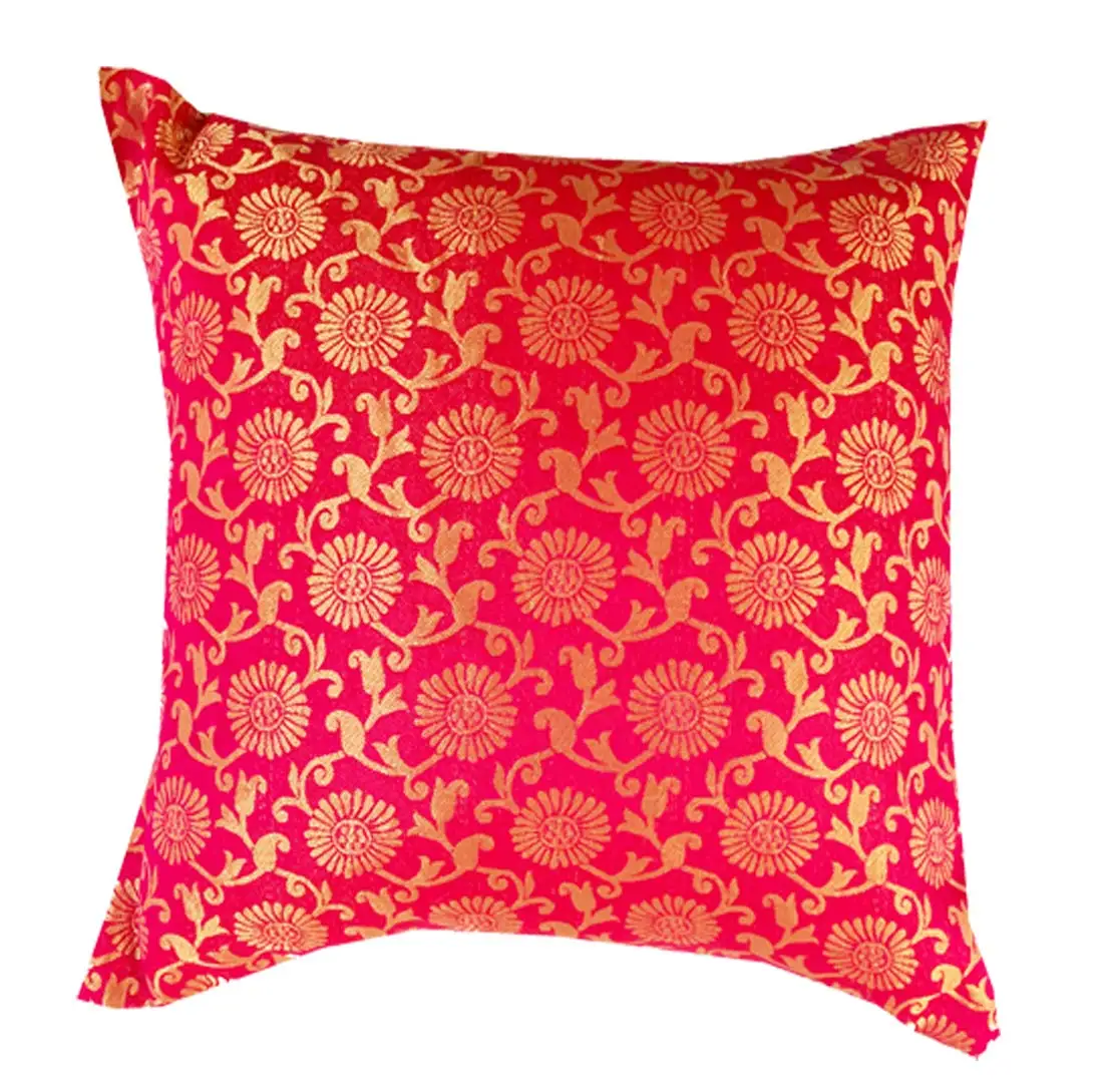 Vibrant Color Silk Cushion Covers 16x16 Inches, Embroidered Sofa Cushion Cover Decorative Throw Pillow Cushion