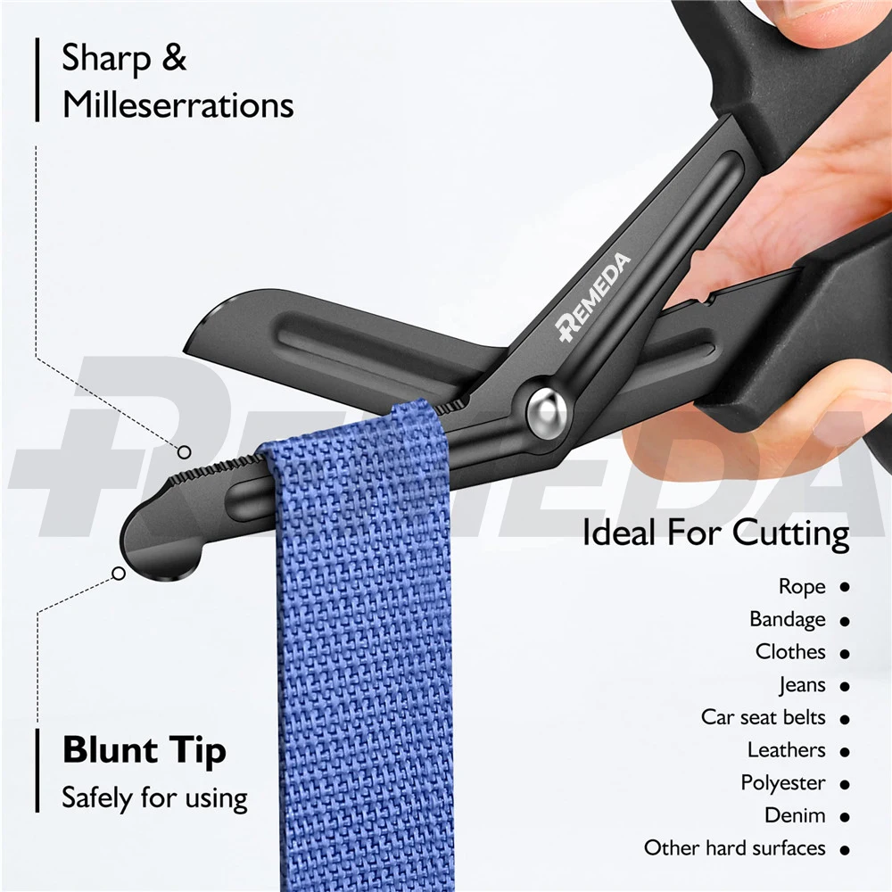 REMEDA Medical Shears Safety Medical Scissors with Blunt Tip and Serrated Blade 50 HRC Available in Multi Colours