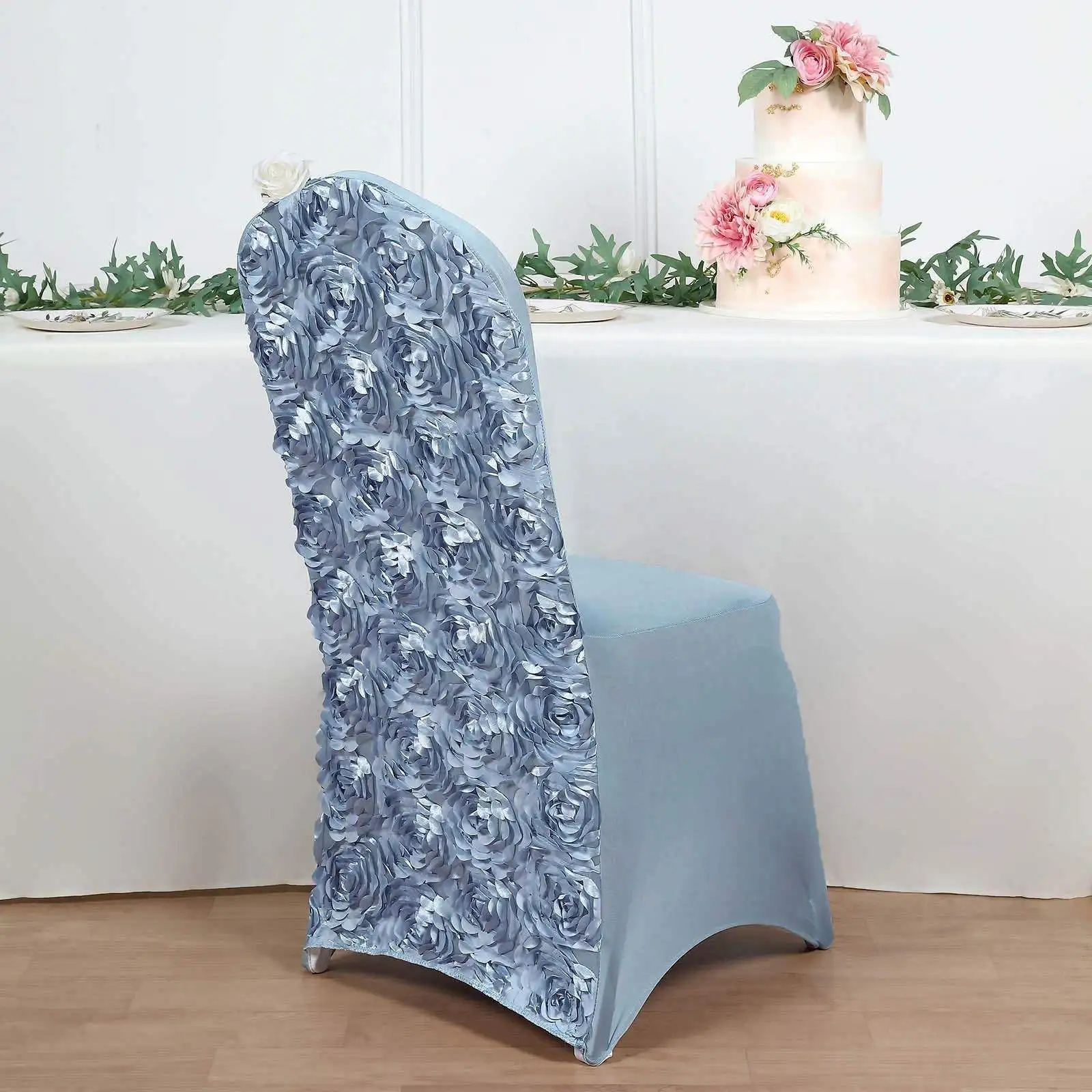 Hotel Event Luxury Spandex Rosette Back Chair Cover Wedding  Polyester Chair Cover Party And For Stretch Chairsred Chair Covers