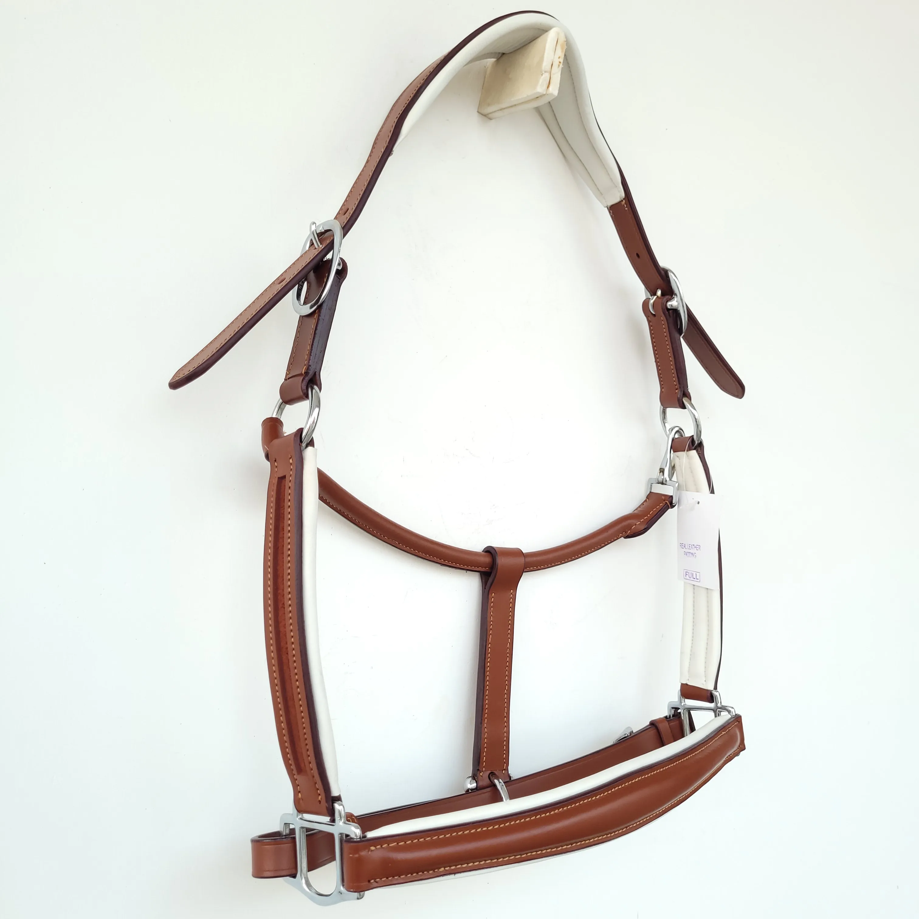 SPORTS HORSE HALTER HEAD COLLAR WITH CONIC SHAPE NOSE PIECE AND SUPERIOR QUALITY BLACK HARDWARE AND SUPER SOFT PADDED
