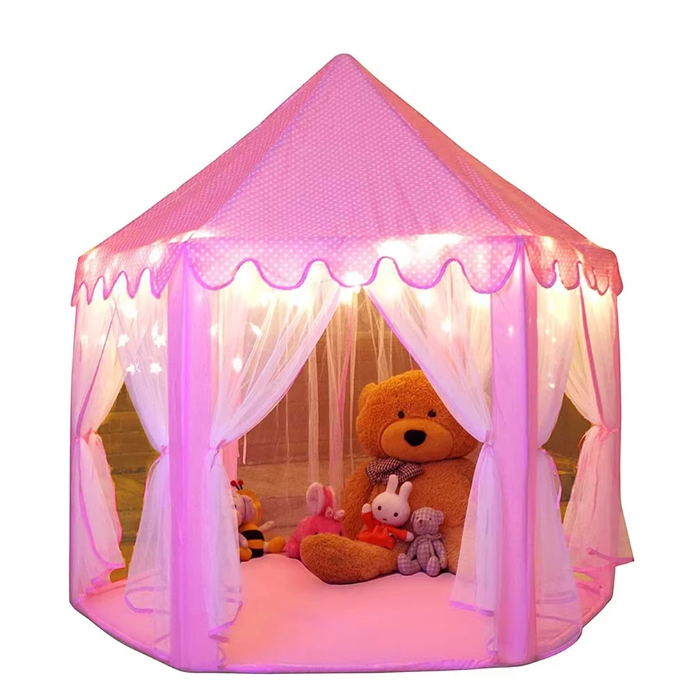 Customized Princess Tent Girls Large Playhouse Kids Castle Play With Star Lights Toy for Children Indoor and Outdoor Games