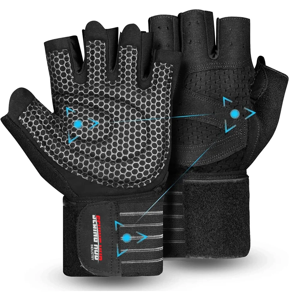 Hot Sale Weight Lifting Gloves Half Finger Fitness Gym Gloves With Wrist Support For Men And Women weightlifting