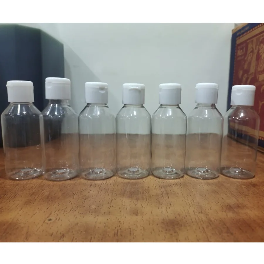 In Stock Manufacturers Wholesale 100ml Transparent Pet Small Mouth Plastic Bottles With 28/410 Plastic Screw Lids
