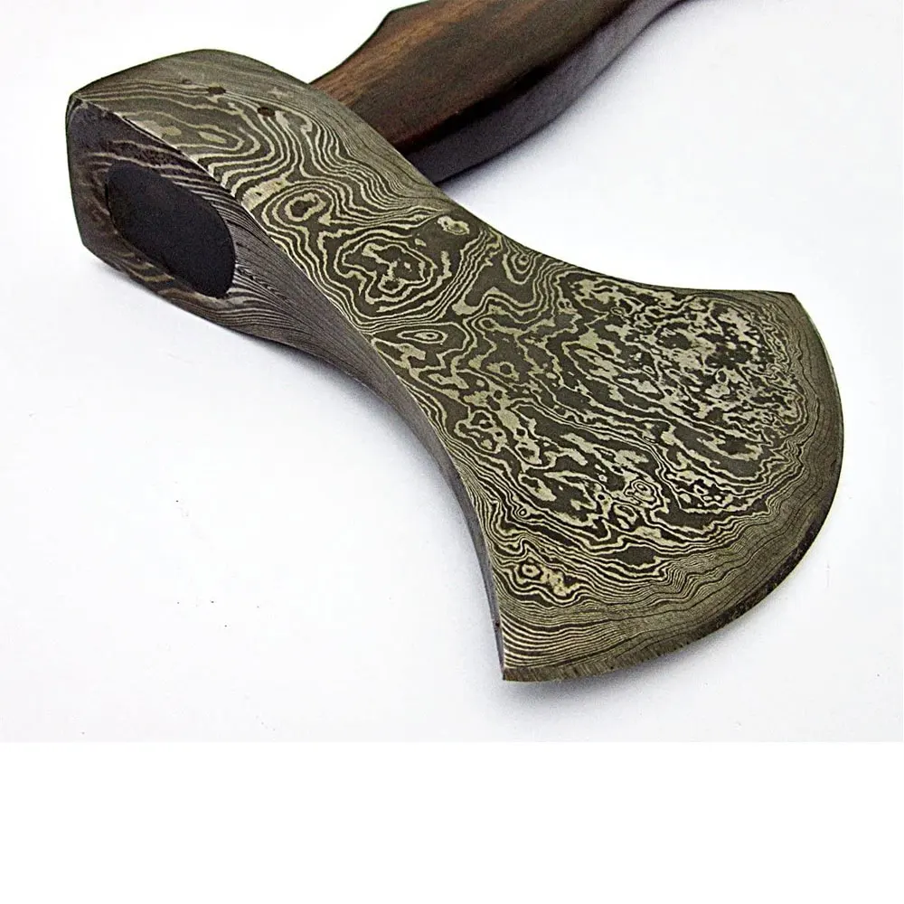 Damascus Steel American Style Axe with Leather Sheath / Wholesale Hand Made Damascus Steel Axe For Regular Use