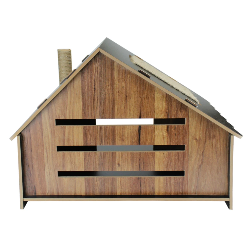 Cute Kitten Cottage Decorative Wooden Cat Hut 50pcs Natural Color Pet Bed Breathable Sweet Home for Dogs Assembly Standard Size