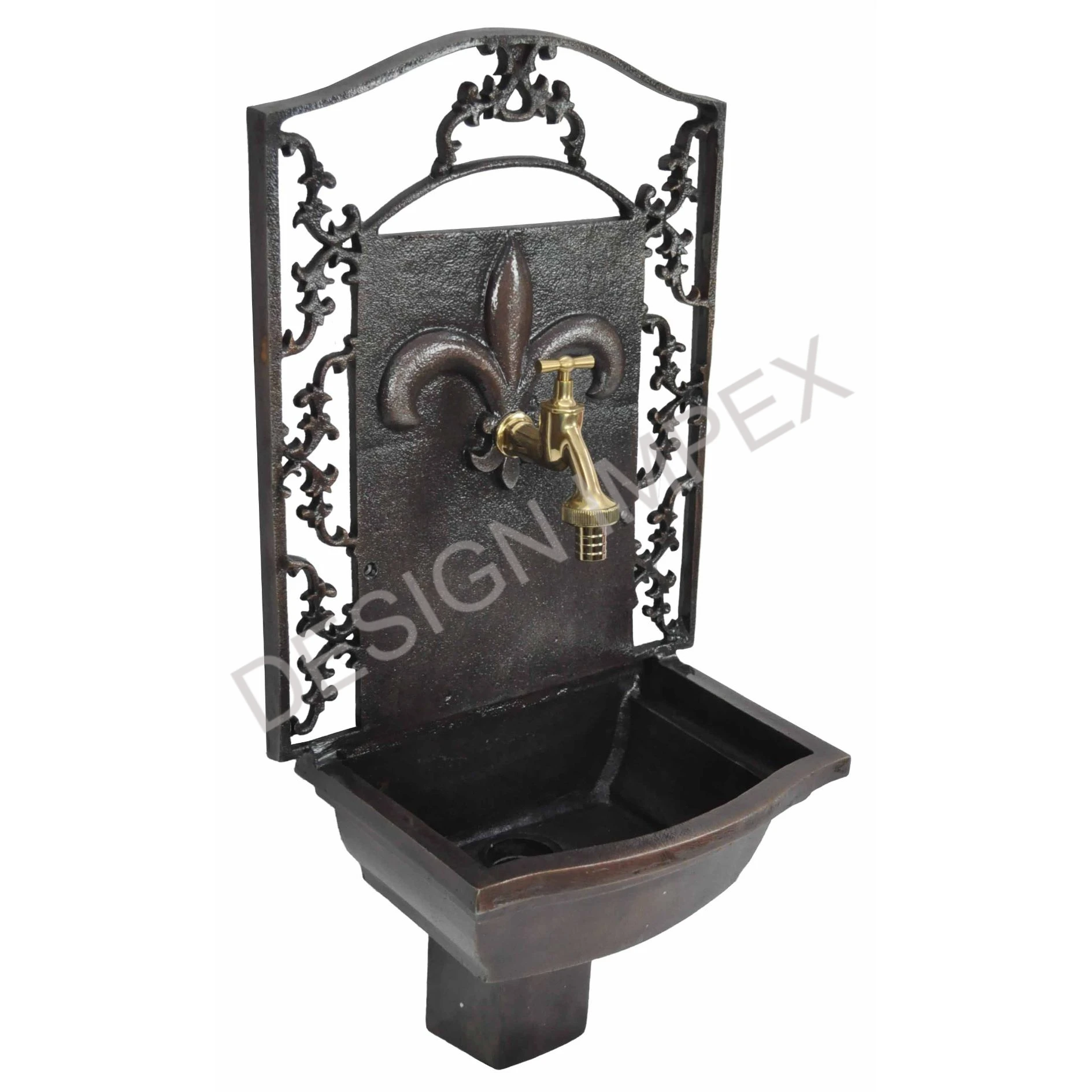 Outside Decorative Vintage Style Fountain Wall Fountain With Tap Cast Iron Custom Handpainted Garden Wall Fountain Water Supply