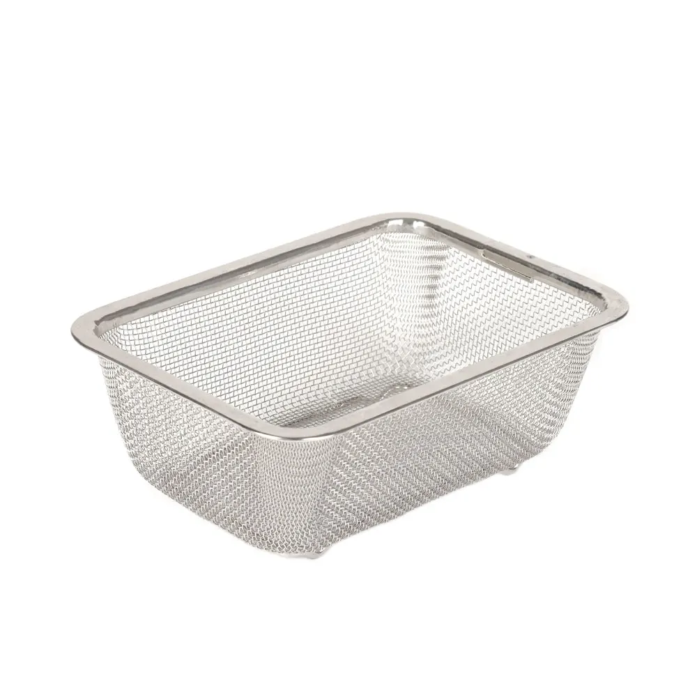 Kitchen Stainless Steel Accessories Fine Mesh Strainer Basket Rectangle Square Colander For Filtering Straining Draining Rinsing