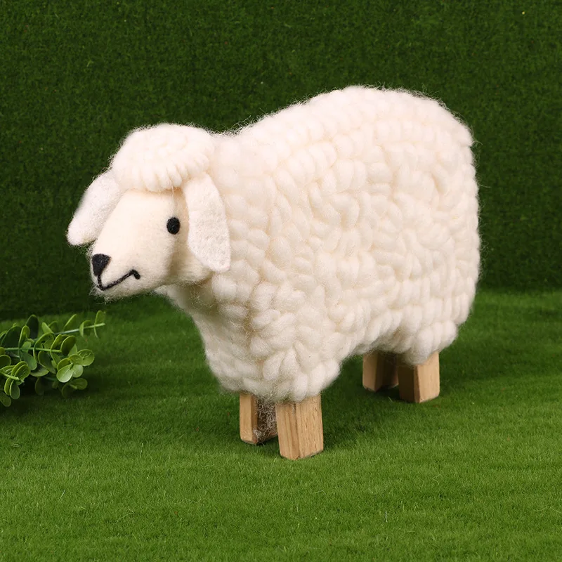 China factory supply felted goat ornaments cute sheep plush toy hand felt diy decoration