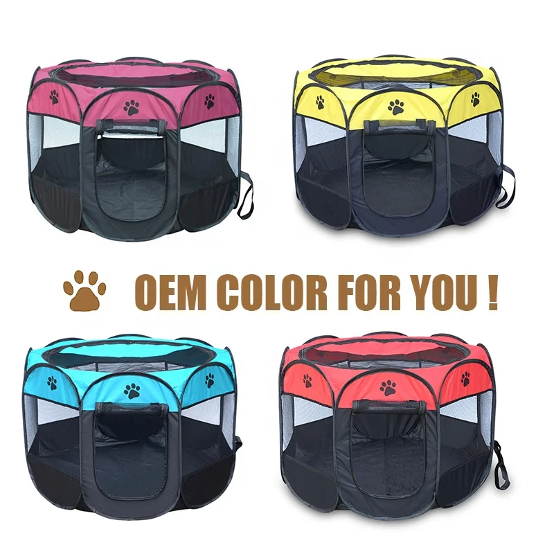 Large Mesh Pop up kennel cat dog playpen with Carrying Bag portable pet playpen 8 panel pet cage dog enclosure animal fence