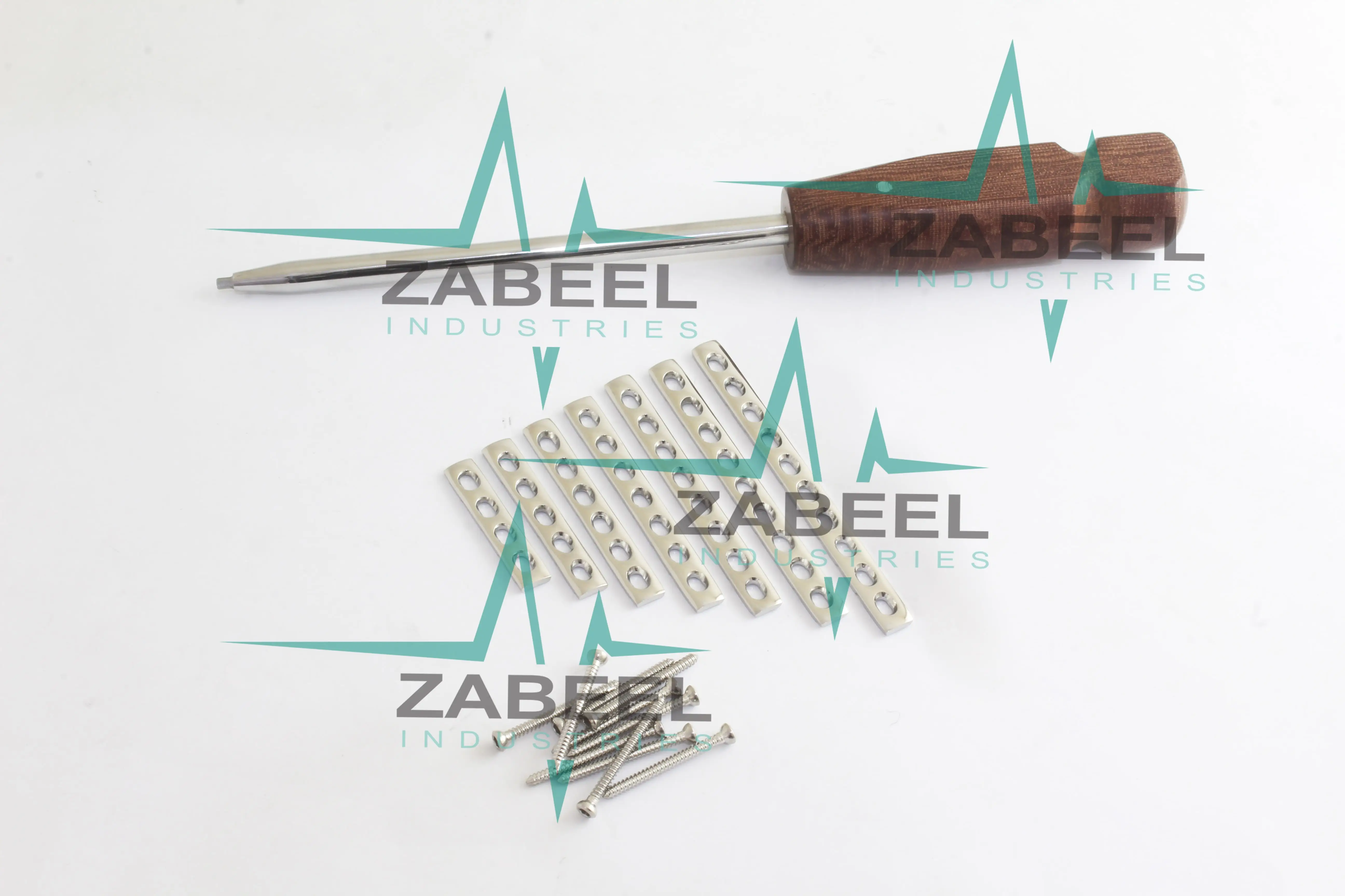 2.4mm LC-DCP Plates & Cortical Screws Set & Screws Driver 109 Pcs Ortho/Vet Implants + 1 PC of Hex Screw Driver by ZaBeel Indust