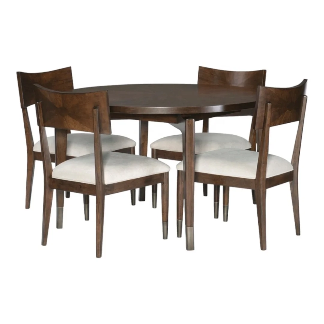Modern Solid Teak Wood Dining Room Set With Rectangle Table and Six Chair