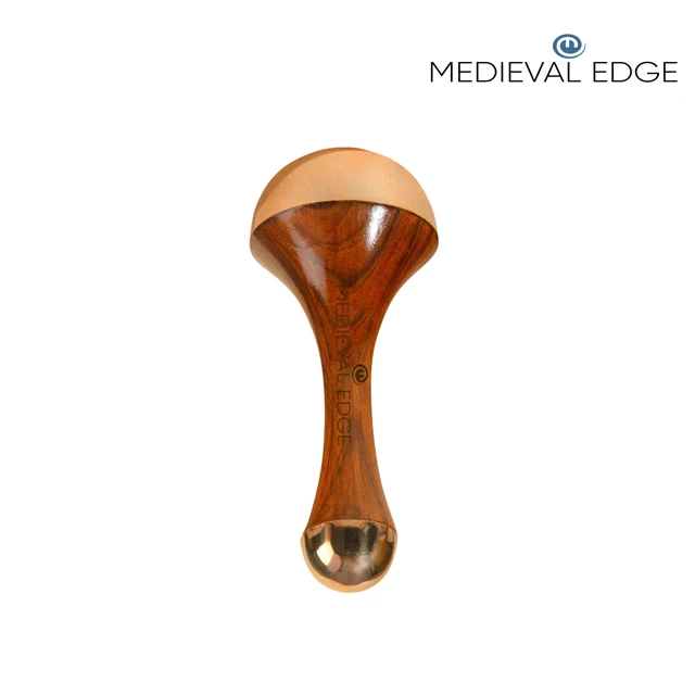 Best Quality TCM Double Side Kansa Wand Massager With Teak Wood Handle Detoxification Deep Relaxation Natural Brown