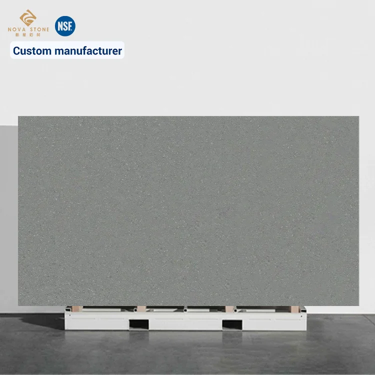 Project NV631 Cararra Gray Light Floral Veins Tiny Particle Surface Artificial Quartz Stone Kitchen Table Top Worktops