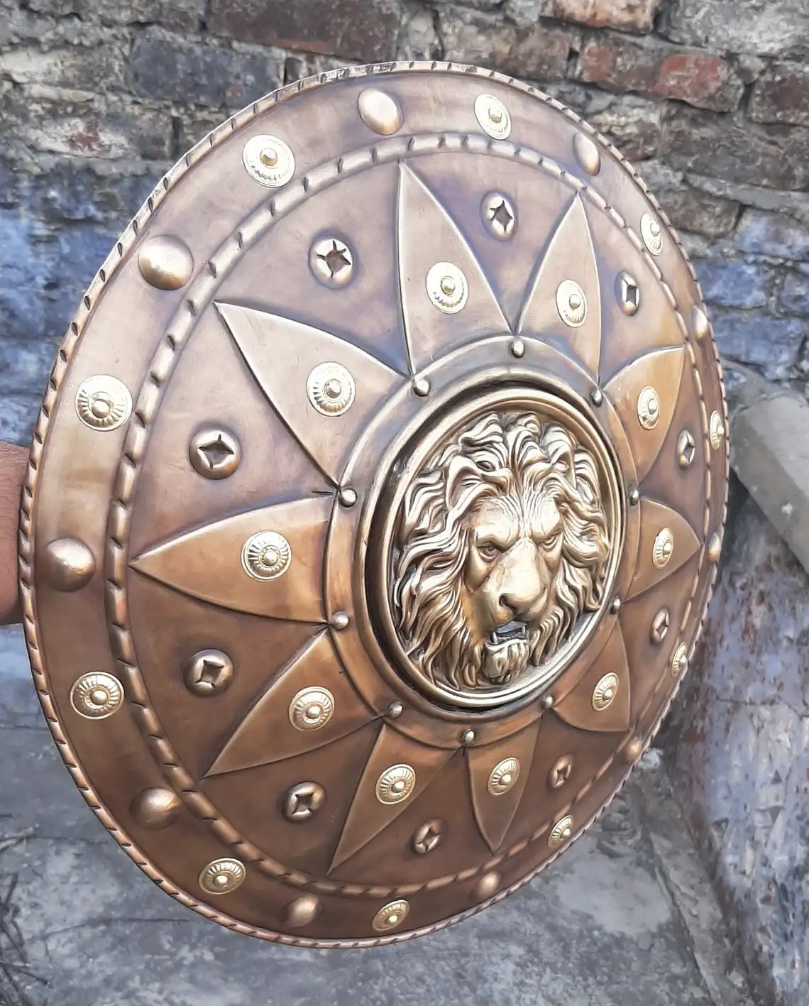 Medieval Lion Face Round Knight Templar steel Shield Wall Decor Home Decoration Gift item CHMN12039