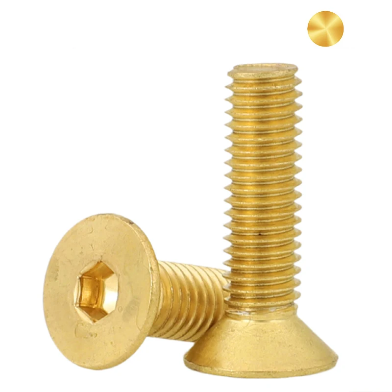Machine Countersunk Hex Drive Allen Hexagon Socket Cap Brass Flat Head golden Screws