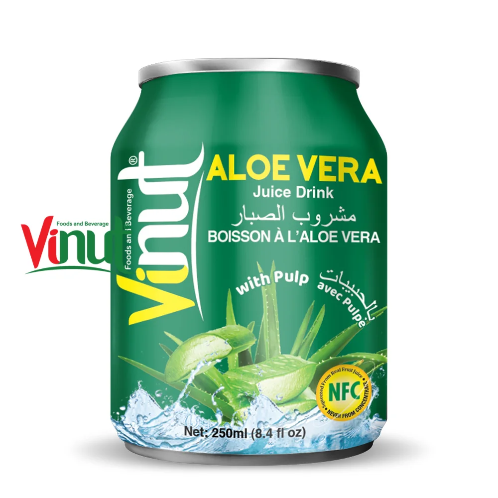 Best Manufacturer Supplier from Vietnam 330m Vinut Fresh Aloe Vera Juice Drink with Pulp for health good taste from fruit