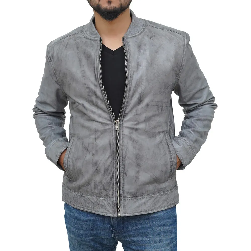 Factory Direct Supplier Leather Jackets for Men Latest Fashionable Stand Collar Customized Zipper Leather Jacket