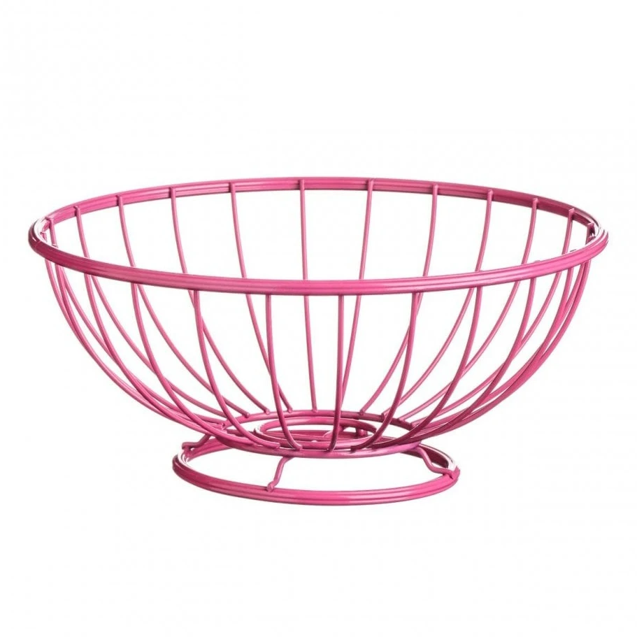 Household Kitchen Decoration Metal Wire Home Goods Storage Baskets Iron Round Wire Fruit Basket with Handle