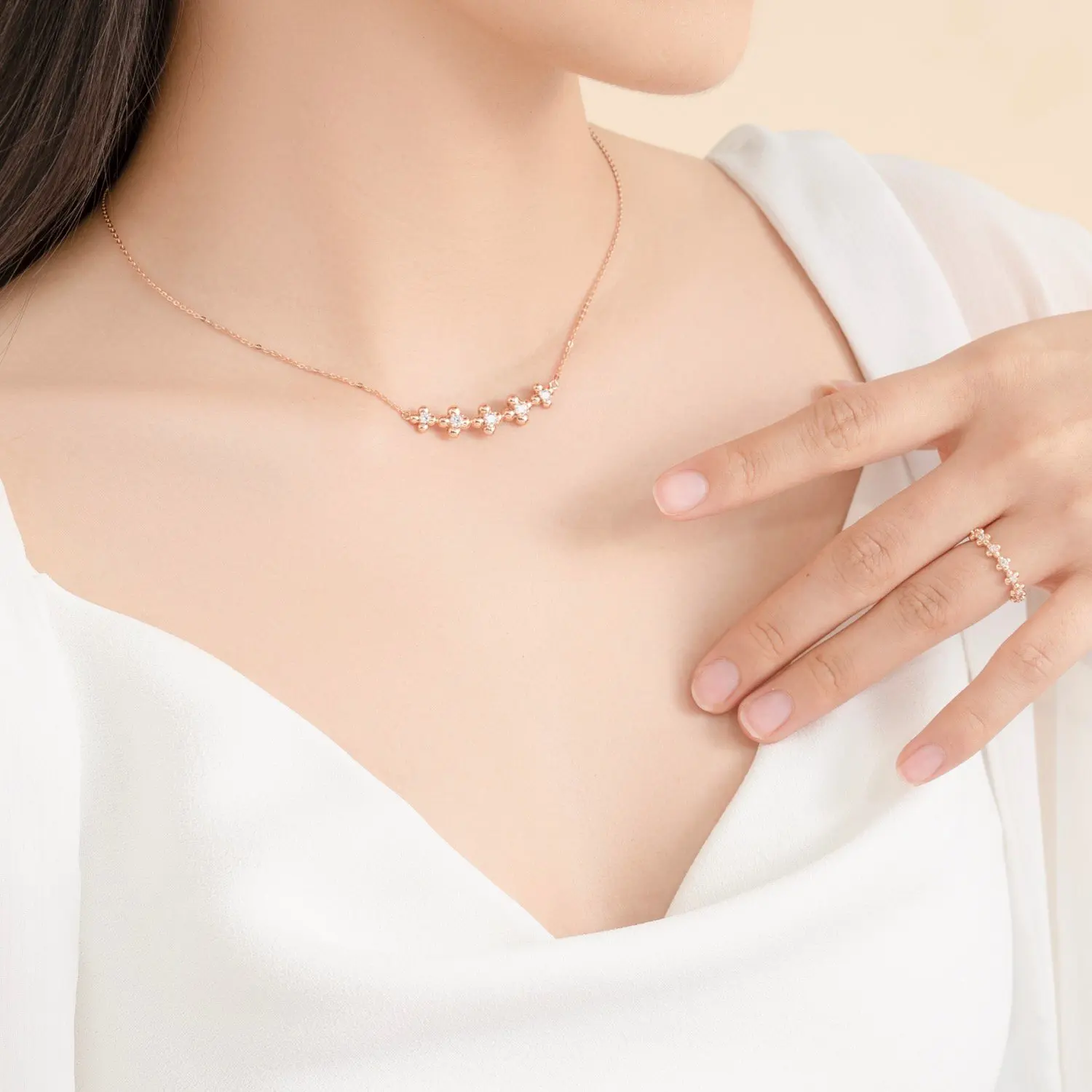 Luxury Gift Real 18k Pure Solid Gold Flower Necklace Best Quality Stone Flower Pendant 14k Gold Necklace For Women Jewelry