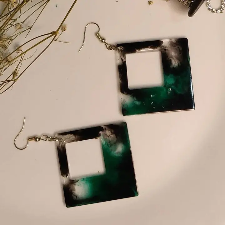 Earring Silicone Casting Epoxy Resin Mold Creative Rectangle Epoxy Drop Earrings Multi Resin Earring