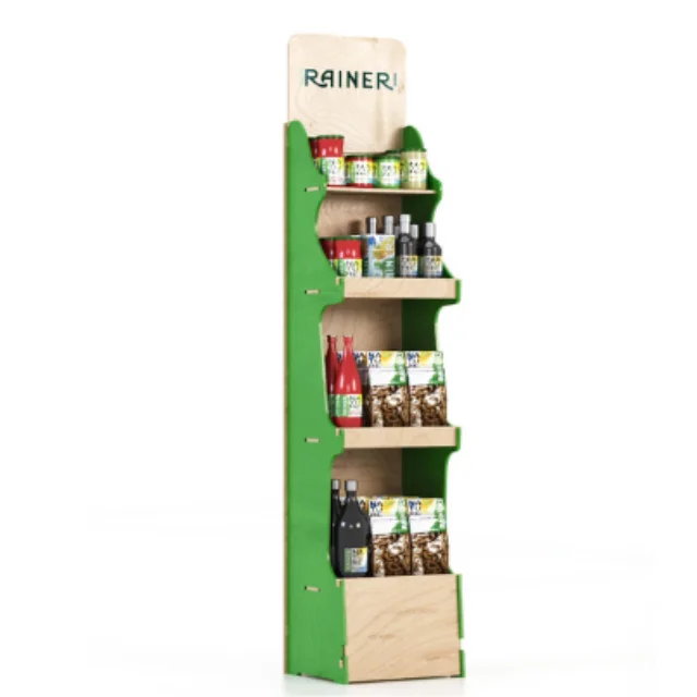 Custom Display Stands Custom Logo Portable 40x164 Food Store Wooden Display Stand for Bulk Purchase
