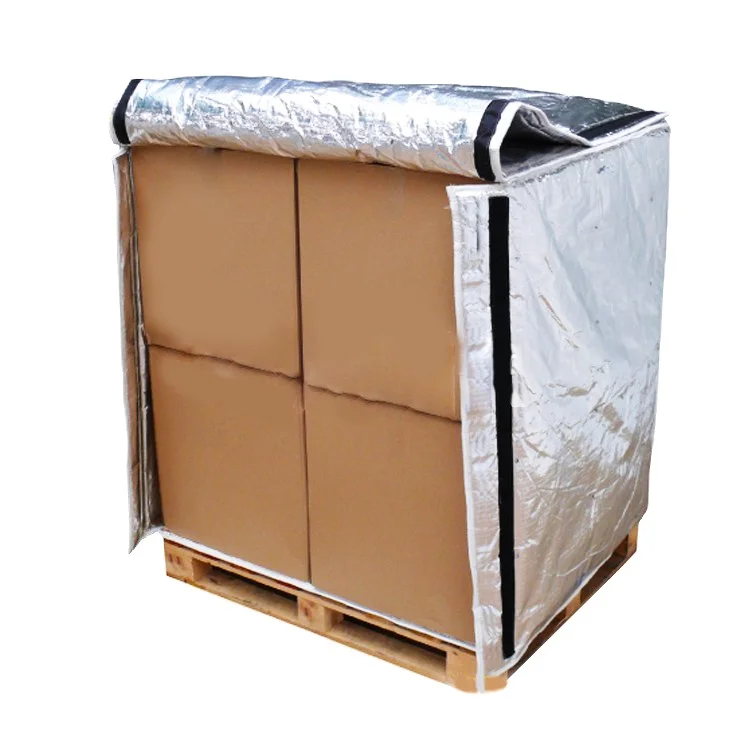 Chinese supplier pe heat stretch pallet cover aluminum foil thermal hood portable insulation pallet wrap racks covers