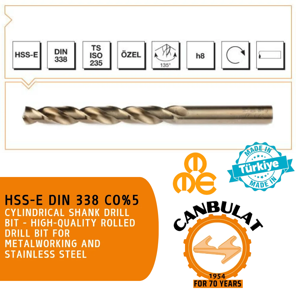 Best Value HSSE Gold Series Cobalt-Enhanced Drill Bit DIN 338 Superior Performance Enhanced Durability Diamond Cylindrical Shank