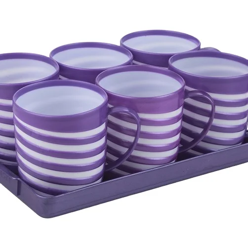 Plastic Fifty Fifty Coffee Mug Promotional best popular BPA Free Plastic Travel Mug Reusable Coffee Cup Mug with plastic tray