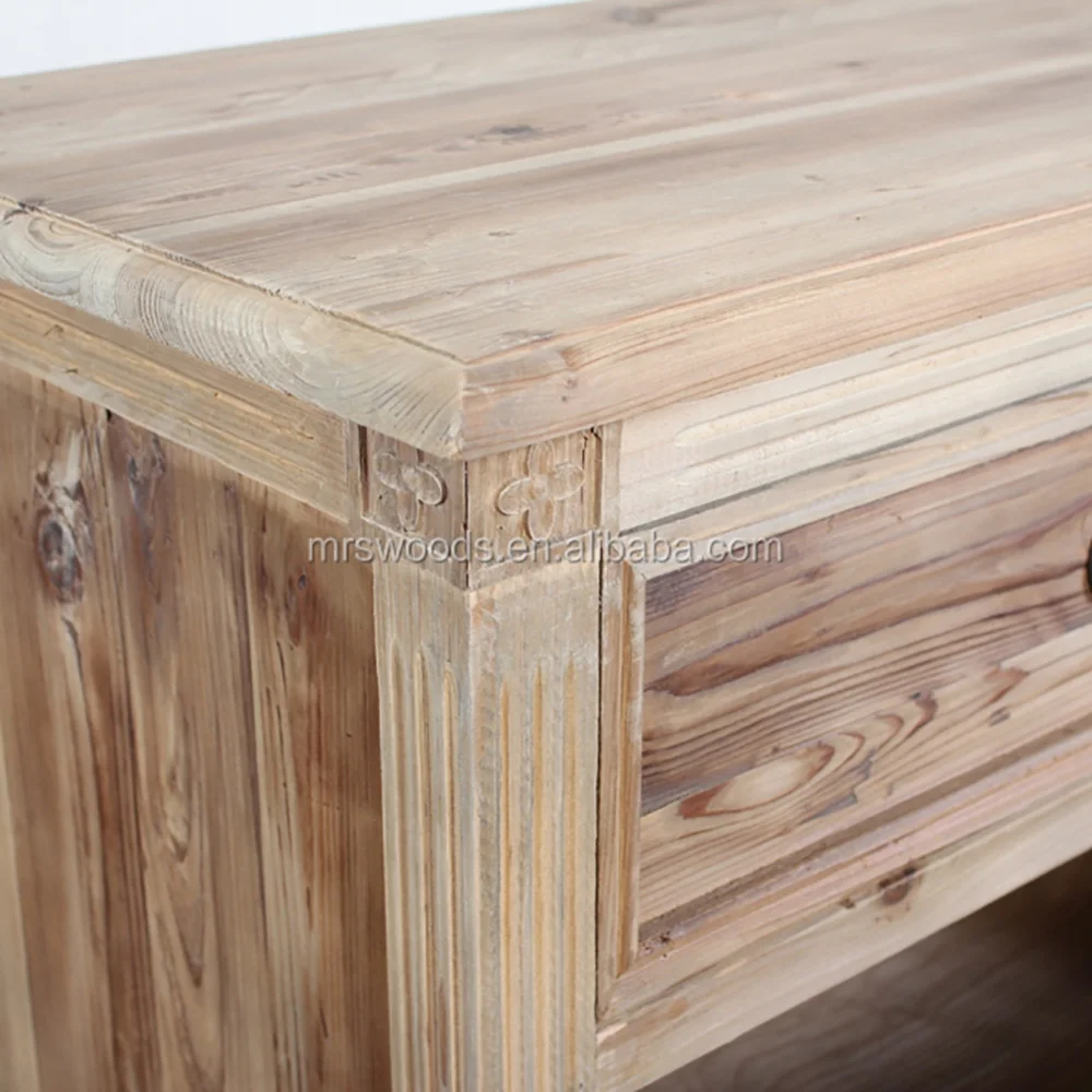 MRS WOODS Living Room Furniture Classic Large Rustic Reclaimed Wood Chest Of 6 Drawers Dresser Storage Cabinet