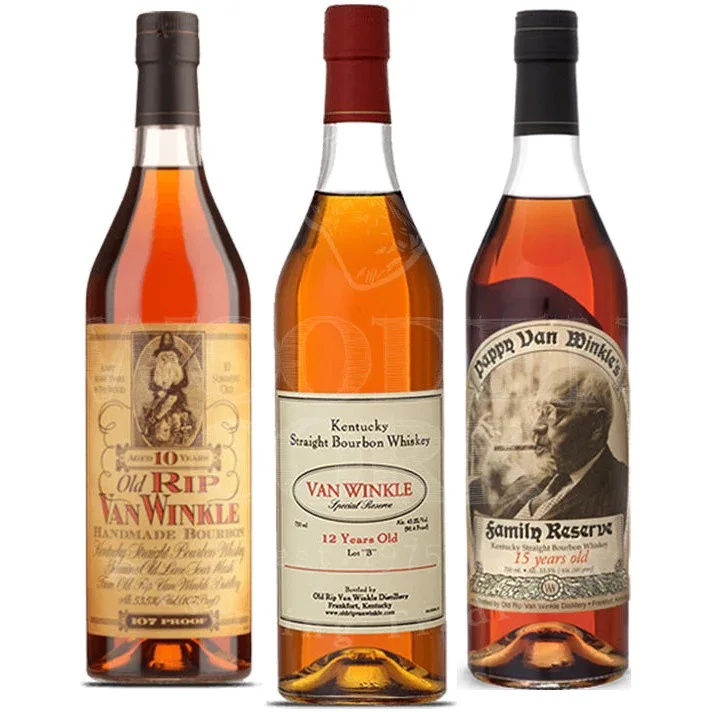 Pappy Van Winkle 25-Year Old Malt Whisky Distilled From Barley and Wheat Packaged in Bulk Boxes Barrels Bags Gift Wrap