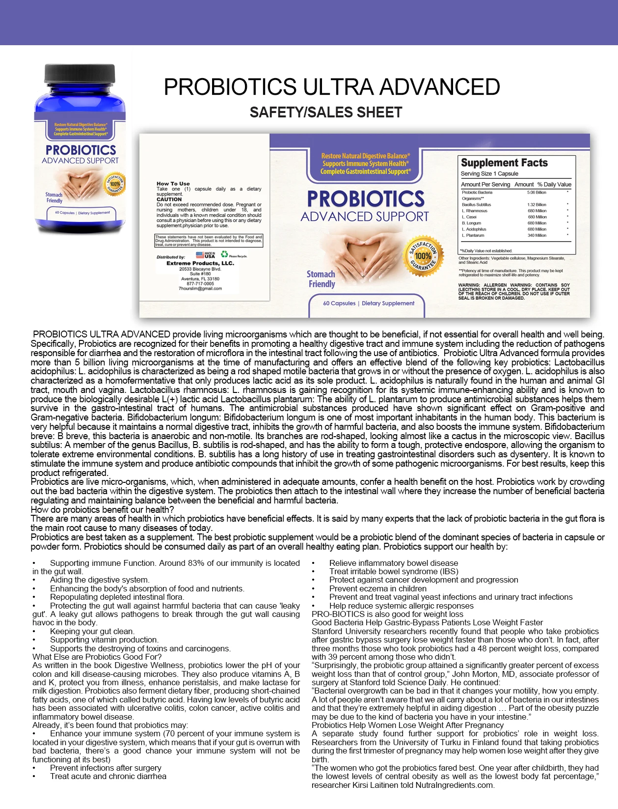 Advanced Probiotics Stomach Friendly Support 60 Capsules Dietary Supplement