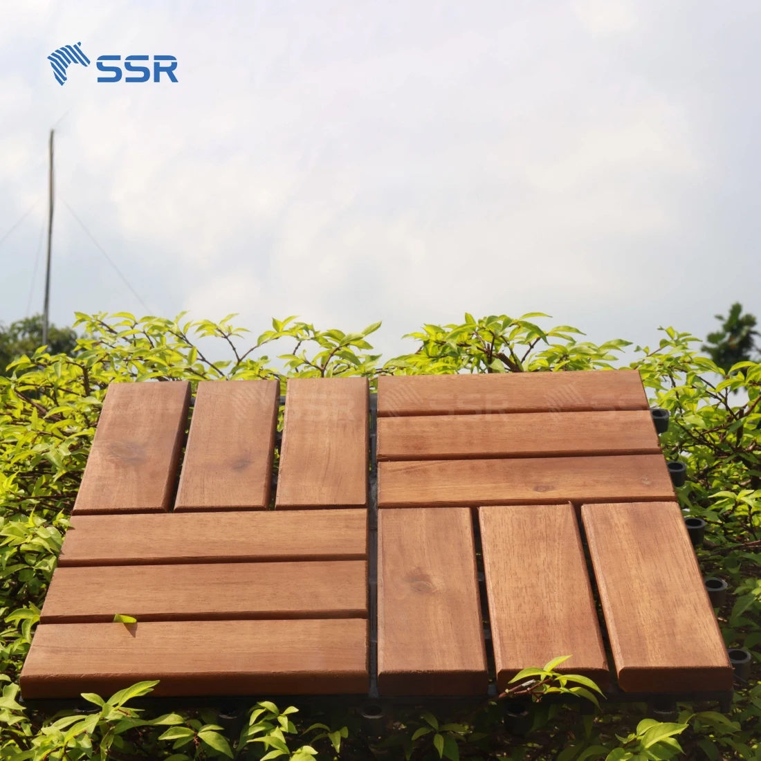 SSR VINA - acacia wood decking tiles - 12 slats deck tiles 300x300mm interlocking deck tiles outdoor flooring