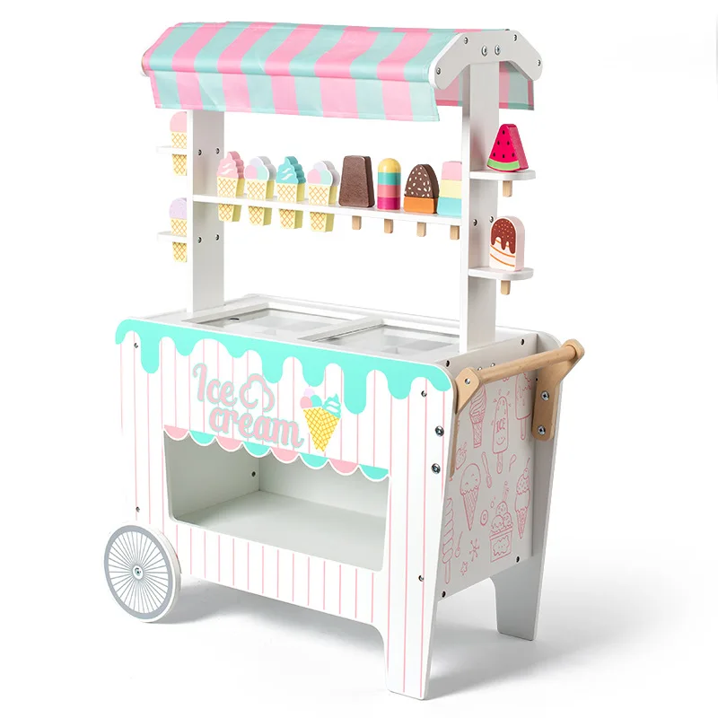 New arrivals kids wooden ice cream shop toy set for pretend play other educational toys