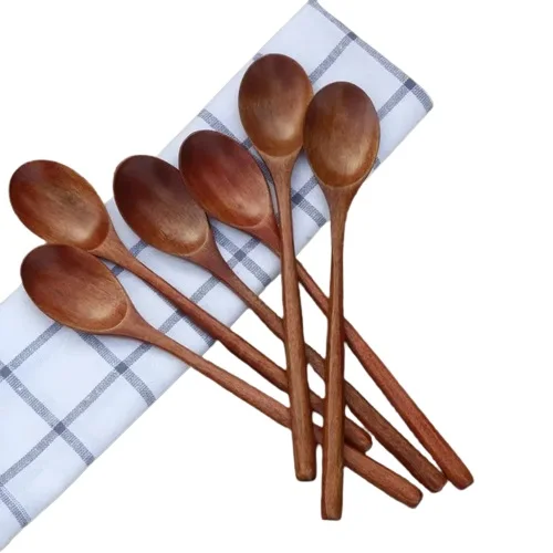 Metier High Quality Natural Wood Bamboo Scoop Kitchen Spice Tea Honey Coffee Tools Soup Teaspoon,Bamboo Spoon Set of 6 Pcs