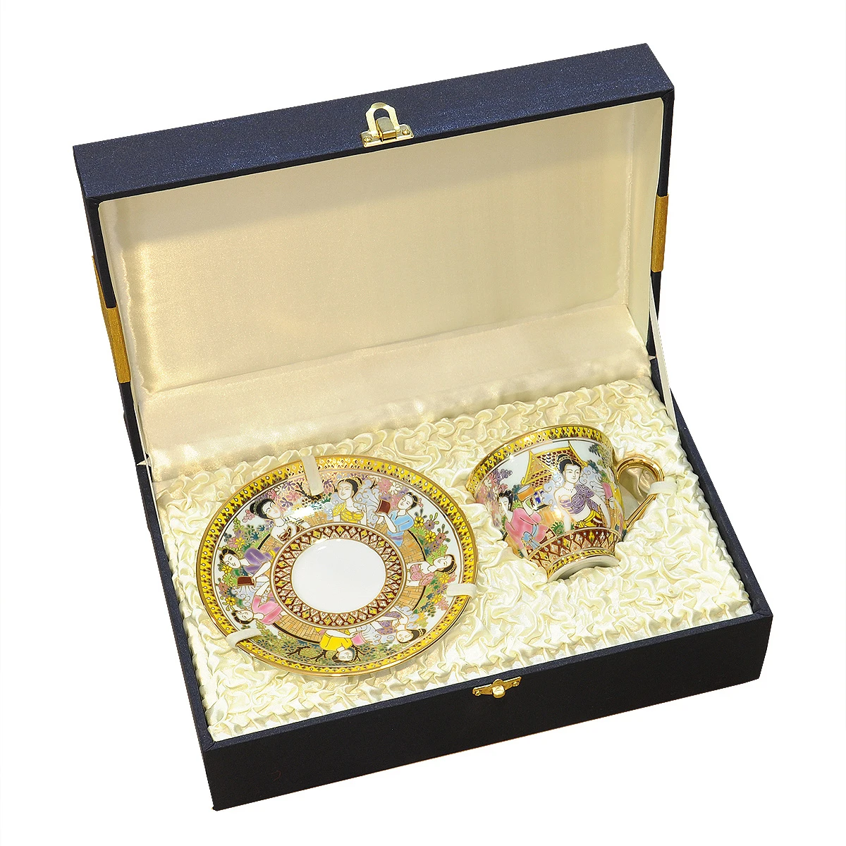 Benjarong Coffee Cup In Song-Kran festival pattern Product From Thailand Cup Thailand Traditional Handmade Decoration