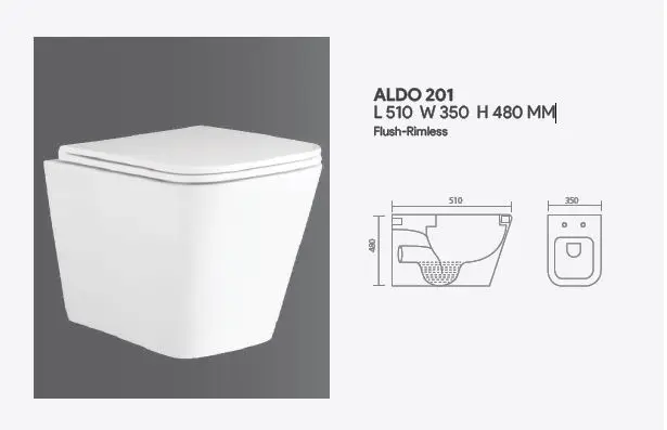 Made in India  Wall mounted Toilet rimless cheap price European design square shape sanitary ware toilet seat cover bathroom