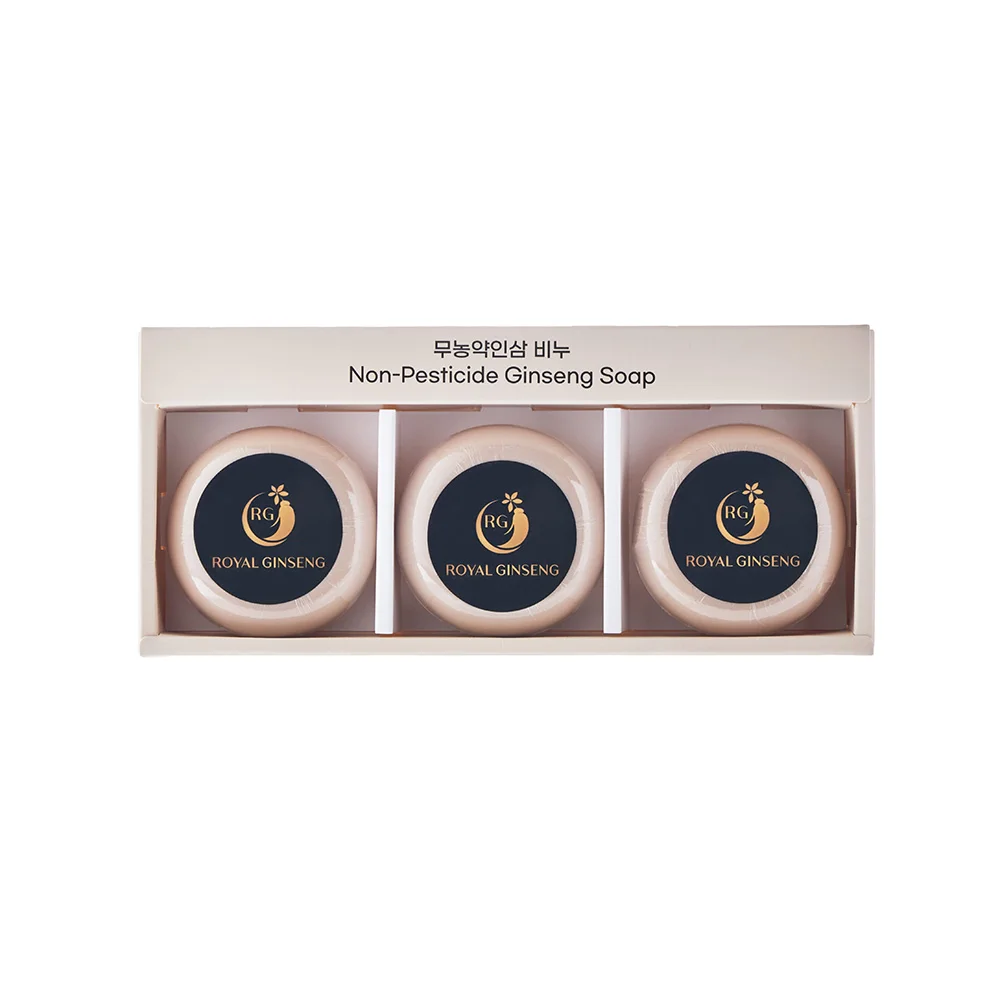Korean High Quality Washing Soap Royal Ginseng Non-pesticide high saponin Ginseng Soap(100g x 3ea) Body and Facial Cleansing